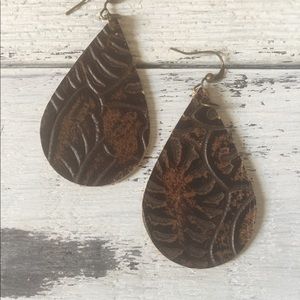 Genuine Leather Teardrop Earrings